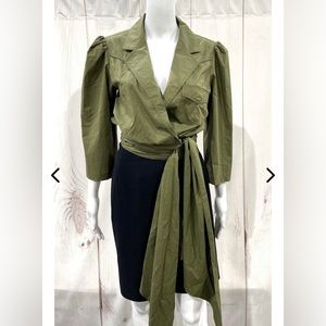 Johanna Ortiz Green Long Sleeve Tie Front Oriana Top
